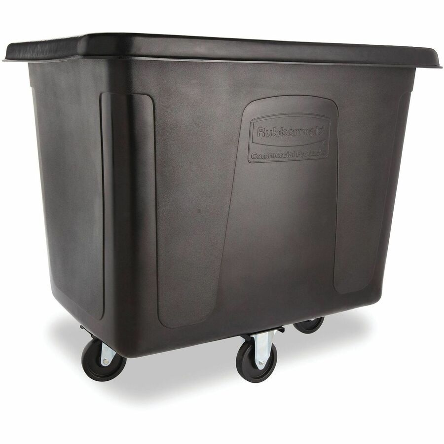 Rubbermaid Commercial Recycling Cube Truck - 119.69 gal Capacity - Rectangular - 37" Height x 43.8" Width x 31" Depth - Medium Density Polyethylene (MDPE), Metal - Black - 1 Each