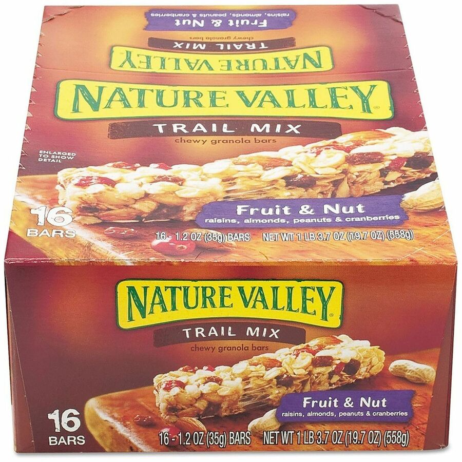 NATURE VALLEY Chewy Trail Mix Bars - Mixed Fruit, Mixed Nut - 1.20 oz - 16 / Box