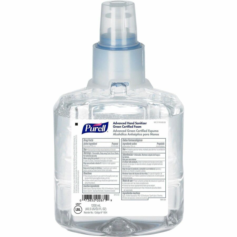 PURELL®, Hand Sanitizer Foam Refill - 1.27 quart - Hand, Skin - Clear - Fragrance-free, Dye-free - 1 Each