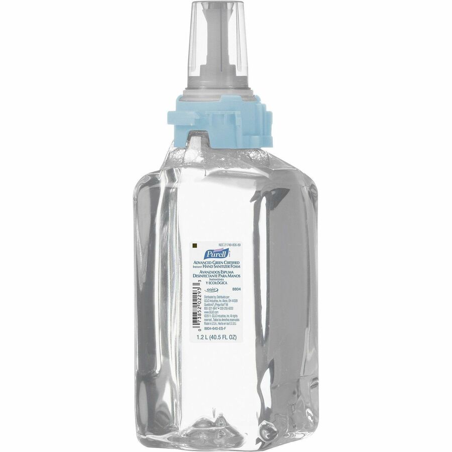 PURELL®, Hand Sanitizer Foam Refill - Fragrance-free Scent - 1.27 quart - Kill Germs - Hand - Clear - Dye-free, Fragrance-free - 1 Each