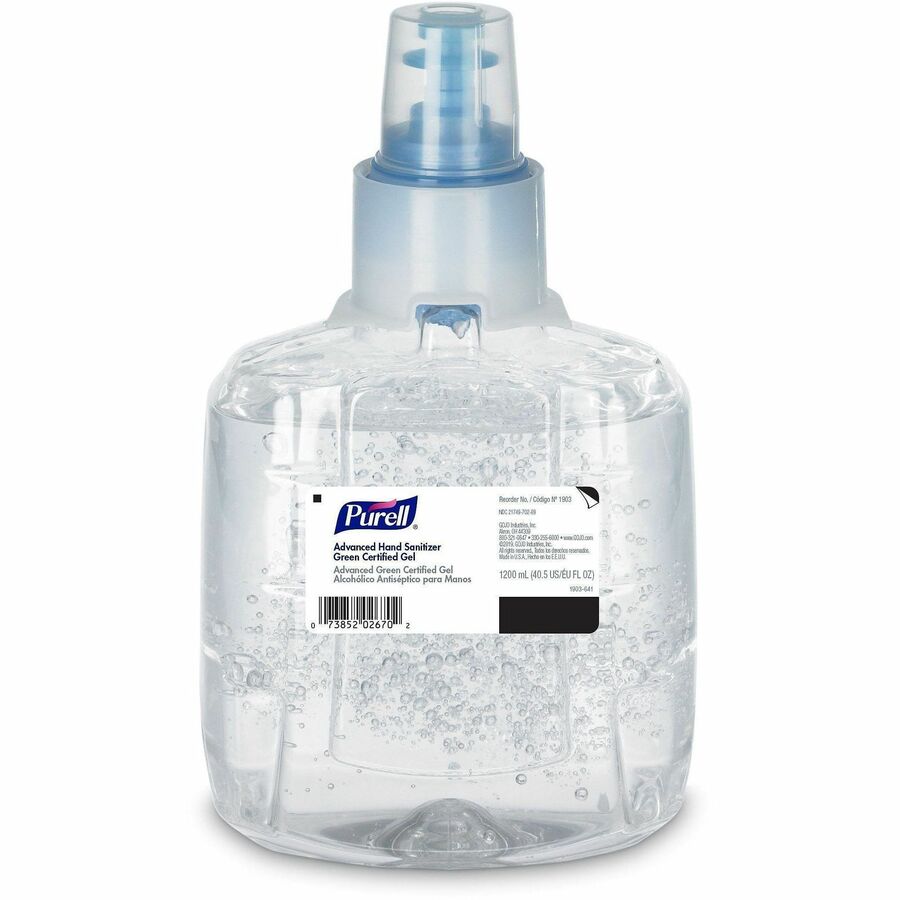 PURELL®, Hand Sanitizer Gel Refill - 1.27 quart - Hands-free Dispenser - Kill Germs - Skin, Hand - Clear - Fragrance-free, Dye-free - 1 Each