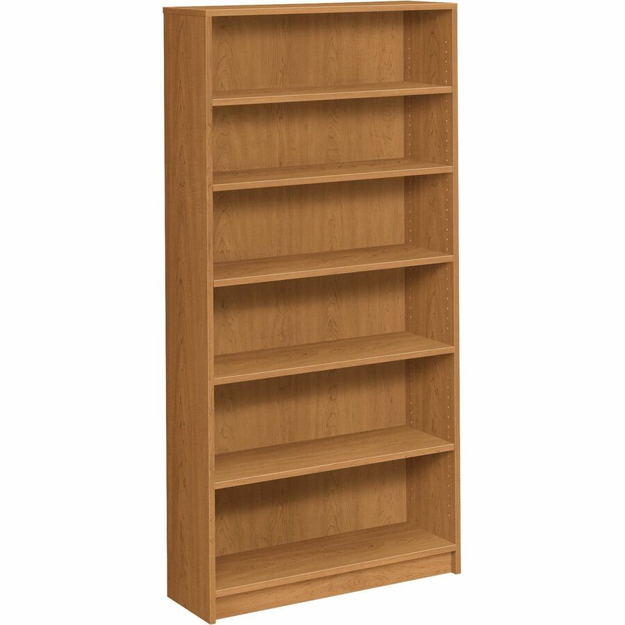 HON 1870 Series Bookcase - 6 Shelf(ves) - 72.63" Height x 36" Width x 11.50" Depth - Floor - Adjustable Shelf, Scratch Resistant, Spill Resistant, Stain Resistant, Leveling Glide, Sturdy - 38% Recycled - Harvest - 1 Each