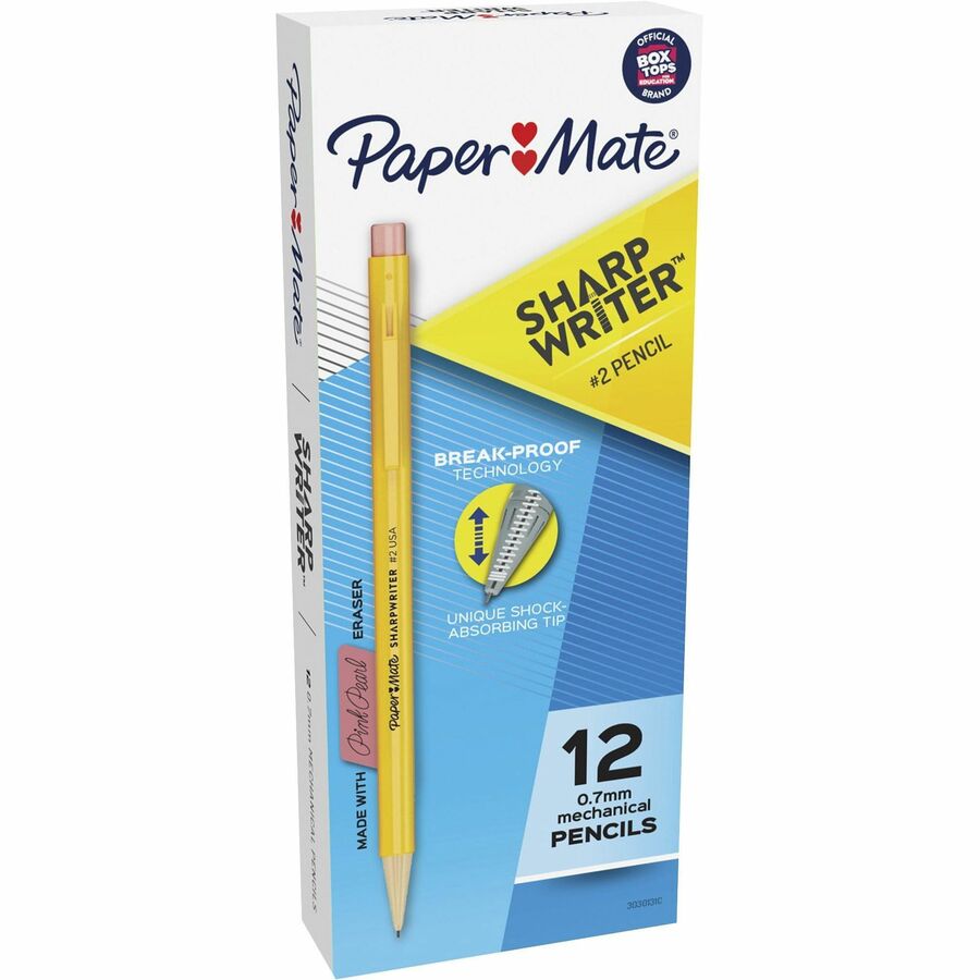 Paper Mate Sharpwriter Mechanical Pencil - 0.7 mm Lead - #2 - Goldenrod Barrel - 12 / Dozen