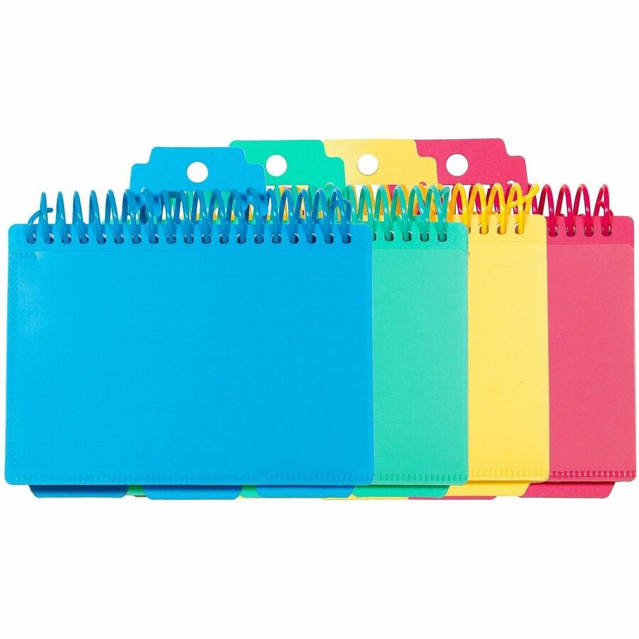 C-Line Spiral Bound Index Card Notebook with Tabs, 1 Notebook (Color May Vary) - Spiral Bound - 3" x 6" Sheet Size - Assorted Paper - Clear Cover - Repositionable Divider, Perforated, Index Sheet, Portable - 1 Each