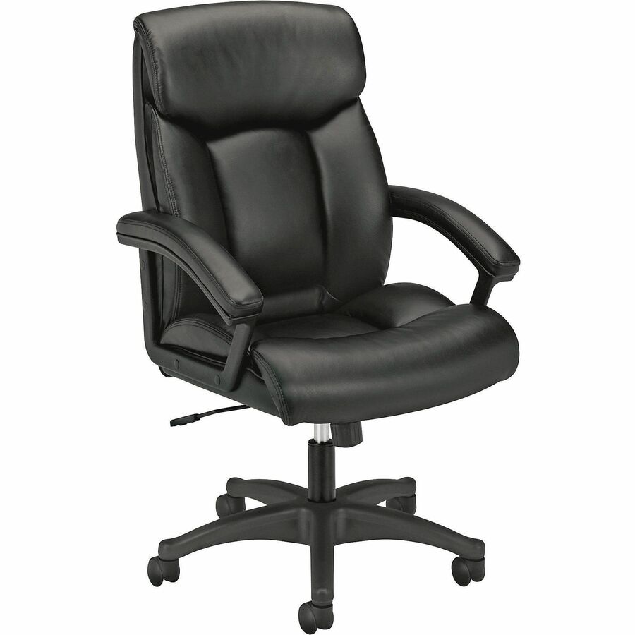 HON VL151 Executive High-Back Chair - Black - Leather - 1 Each