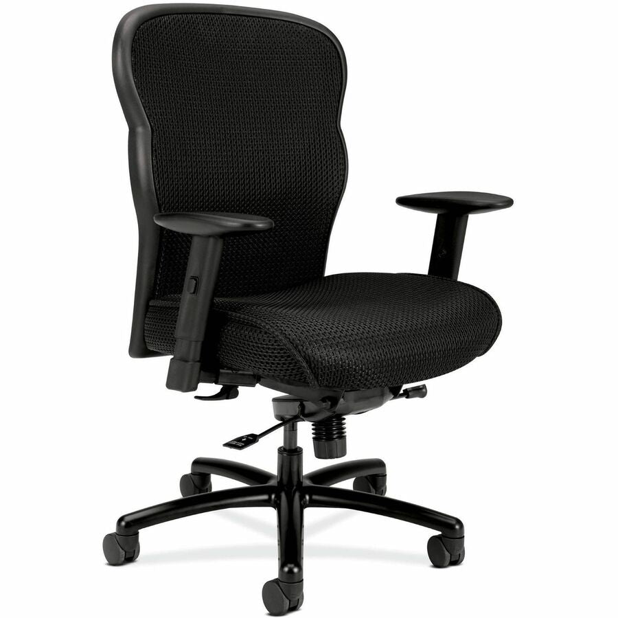 HON Wave Big and Tall Chair - Mesh Seat Material - Mesh Back Material - Black - Fabric - 1 Each