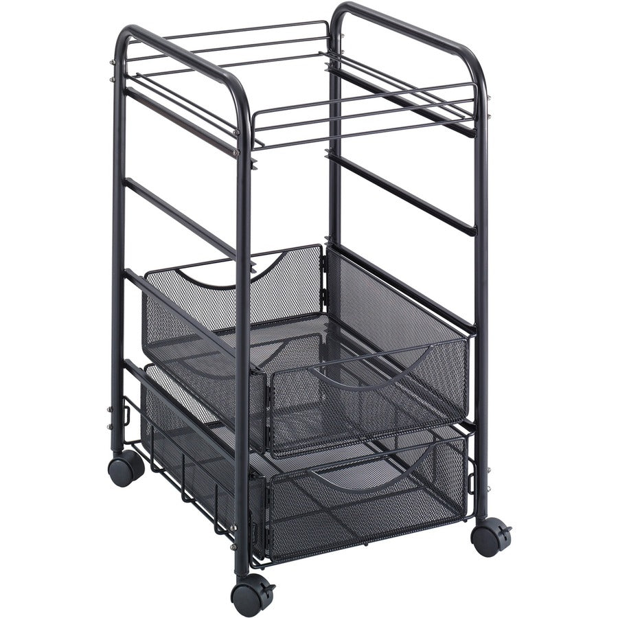 Safco Onyx Mesh Open File with Drawers - 2 Drawer - 75 lb Load Capacity - 4 Casters - 1.50" Caster Size - Steel - 15.75" Width x 17" Depth x 27" Height - Black Steel Frame - Black - 1 Each