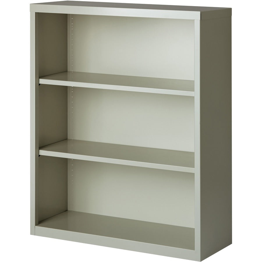 Lorell Fortress Series Bookcase - 34.5" Width x 13" Depth x 42" Height - 3 x Shelf(ves) - Light Gray - Powder Coated - Steel - Recycled