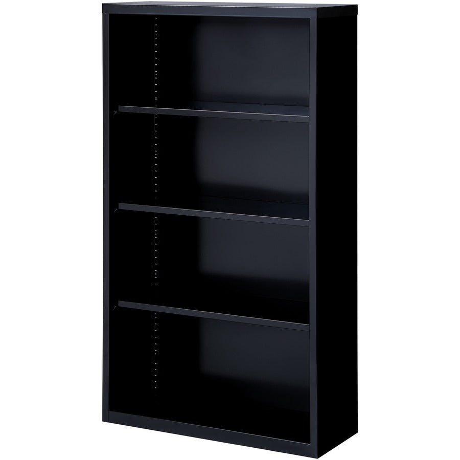 Lorell Fortress Series Bookcase - 34.5" Width x 13" Depth x 60" Height - 4 x Shelf(ves) - Black - Powder Coated - Steel - Recycled