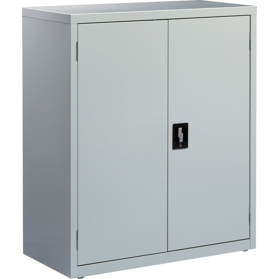 Lorell Fortress Series Storage Cabinet - 36" Width x 18" Depth x 42" Height - 3 x Shelf(ves) - Recessed Locking Handle, Hinged Door, Durable, Sturdy, Adjustable Shelf - Light Gray - Powder Coated - Steel - Recycled