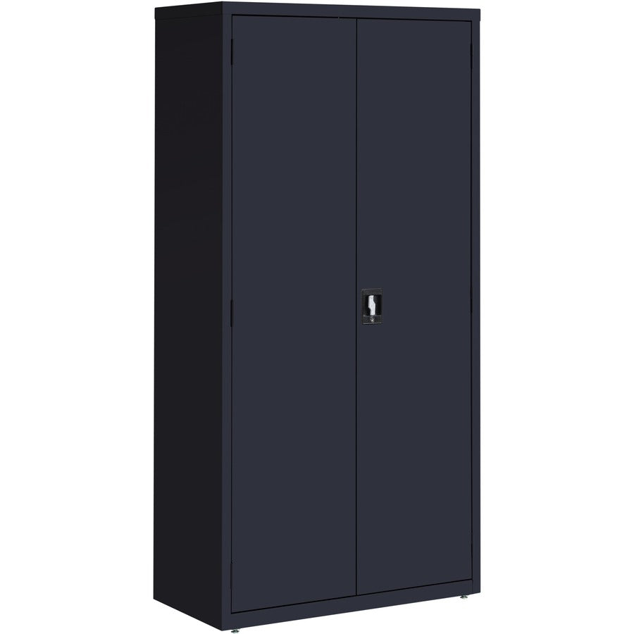 Lorell Fortress Series Storage Cabinet - 36" Width x 18" Depth x 72" Height - 5 x Shelf(ves) - Recessed Locking Handle, Hinged Door, Durable - Black - Powder Coated - Steel - Recycled