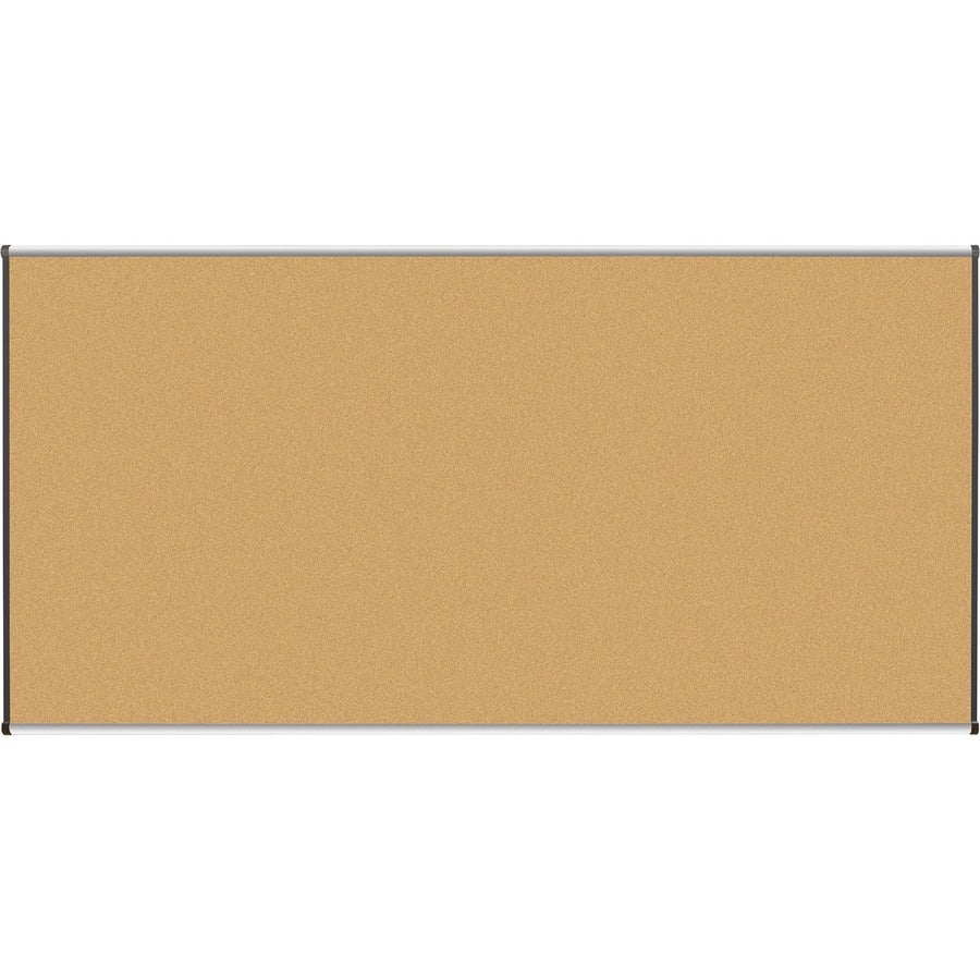 Lorell Satin-Finish Bulletin Board - 96" Board Height x 48" Board Width - Natural Cork Surface - Durable, Self-healing - Silver Anodized Aluminum Frame - 1 Each