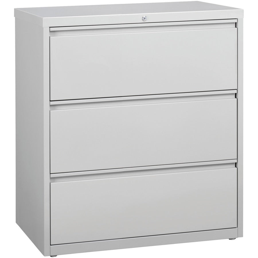 Lorell Fortress Series Lateral File - 36" Width x 18.6" Depth x 40.3" Height - 3 x Drawer(s) for File - Letter, Legal, A4 - Lateral - Locking Drawer, Magnetic Label Holder, Ball-bearing Suspension, Leveling Glide, Locking Bar, Hanging Rail - Light Gray...