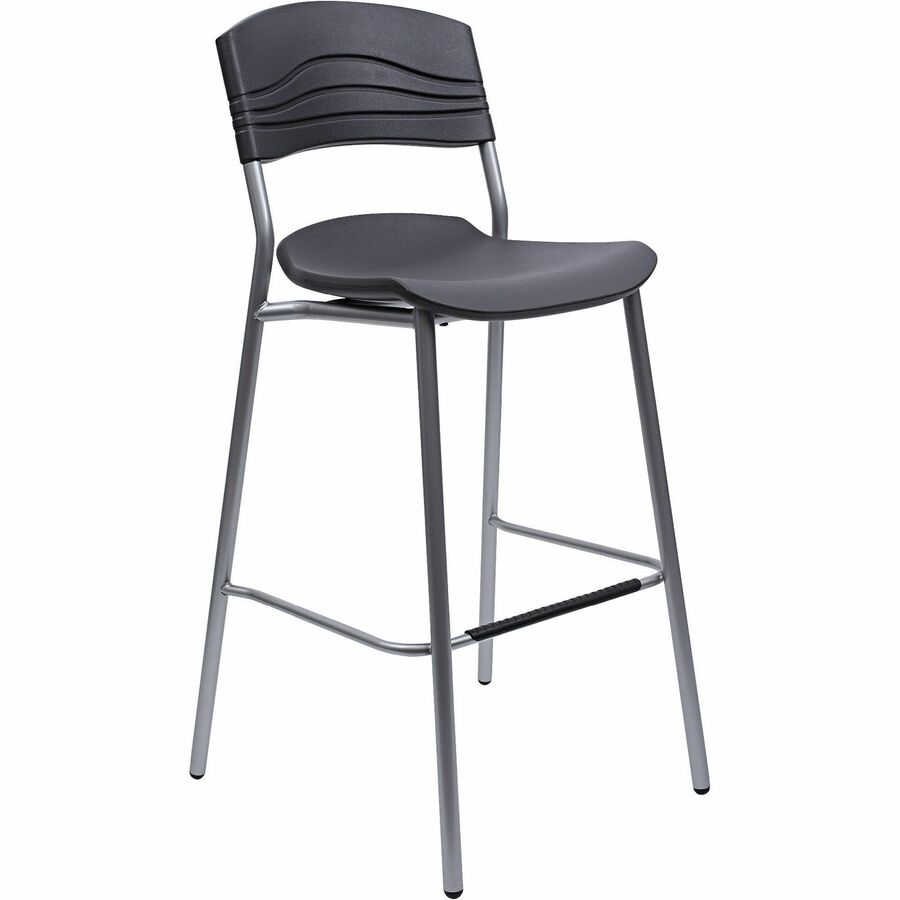 Iceberg CafeWorks Bistro Stool - Black Seat Color - Polyethylene Seat Material - Polyethylene Back Material - Powder Coated Steel Frame Material - Graphite - 1 Each