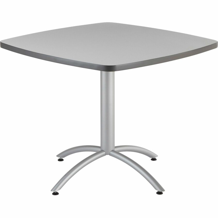 Iceberg CafeWorks 36" Square Cafe Table - Melamine Square Top - Powder Coated Base - Contemporary Style - 1.13" Table Top Thickness - 30" Height x 36" Width x 36" Depth - Assembly Required - Gray - Particleboard Top Material - 1 Each