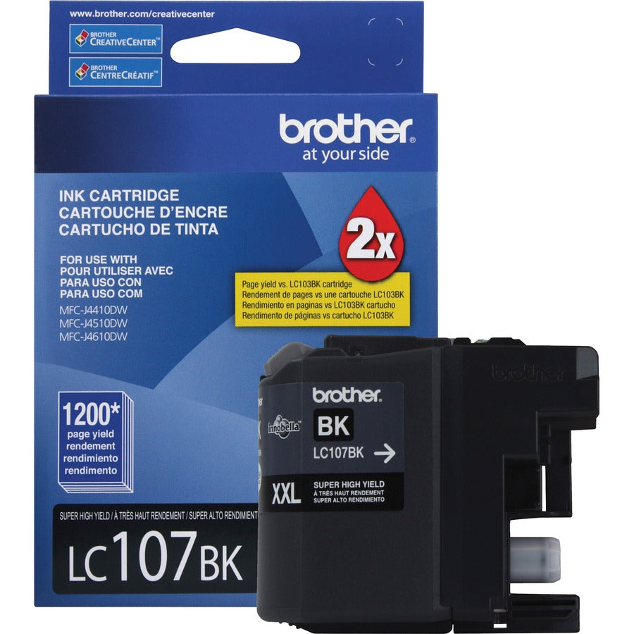Brother Innobella LC107BK Original High Yield Inkjet Ink Cartridge - Black - 1 Each - 1200 Pages