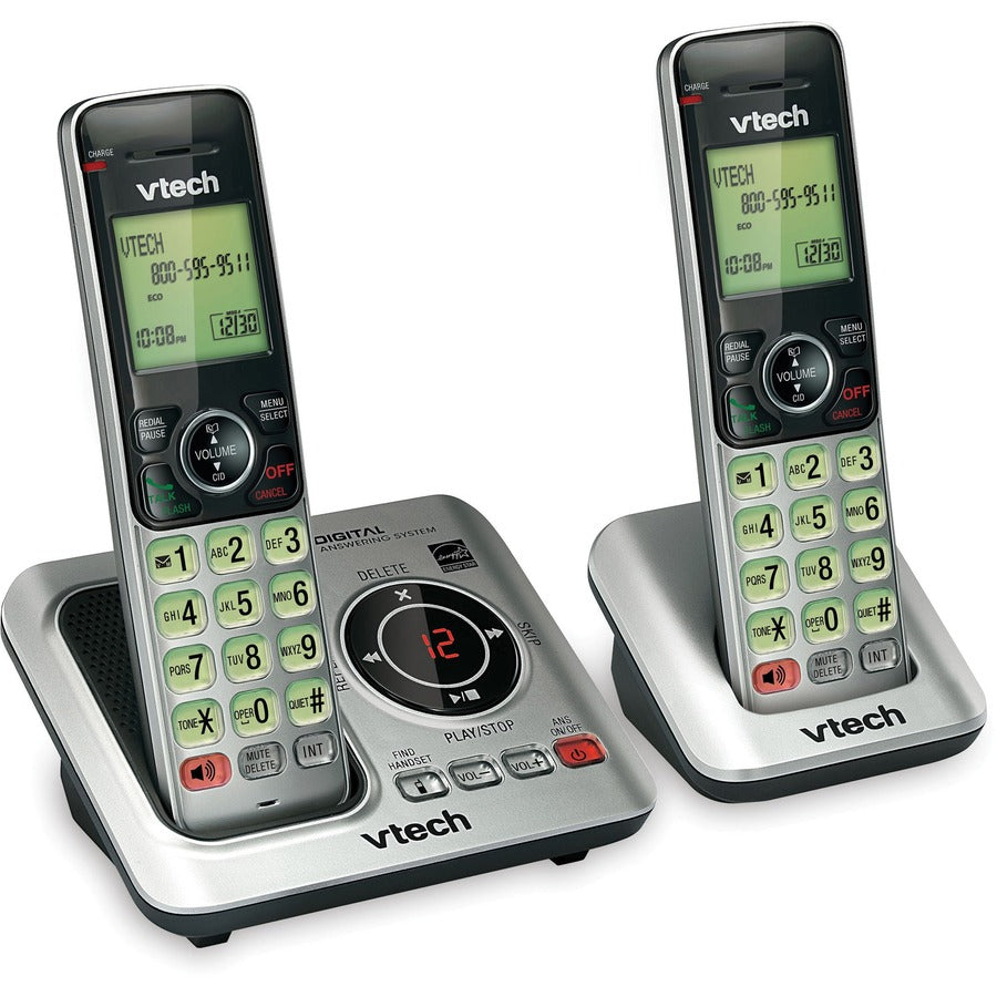 VTech CS6629-2 DECT 6.0 1.90 GHz Cordless Phone - Silver - 1 x Phone Line - 2 x Handset - Speakerphone - Answering Machine - Hearing Aid Compatible - Backlight