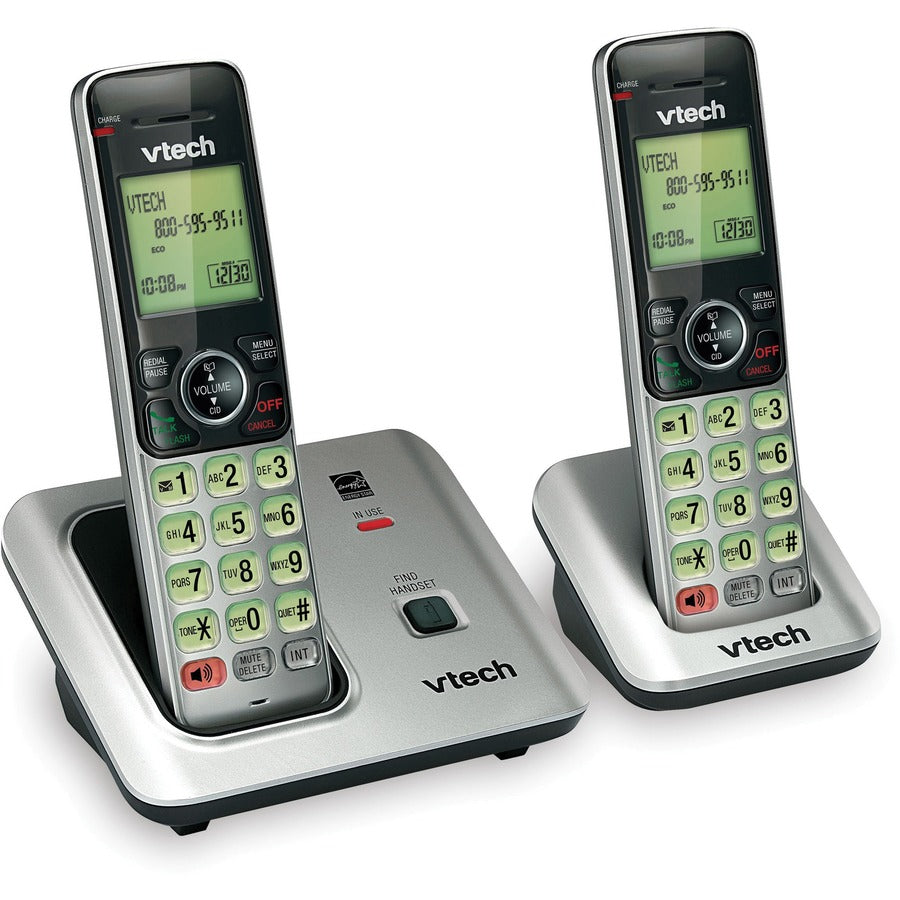 VTech CS6619-2 DECT 6.0 Cordless Phone - Black, Silver - 1 x Phone Line - 2 x Handset - Speakerphone - Hearing Aid Compatible - Backlight