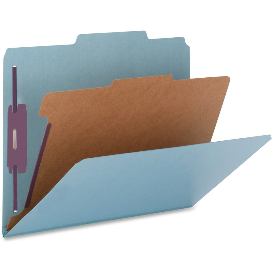 Nature Saver 2/5 Tab Cut Legal Recycled Classification Folder - 8 1/2" x 14" - 2" for Folder, 2" Fastener Capacity, 2" Fastener Capacity - Top Tab Location - Right of Center Tab Position - 1 Divider - 25 pt. - Blue - Durable, Eco-friendly - 100% Recycl...