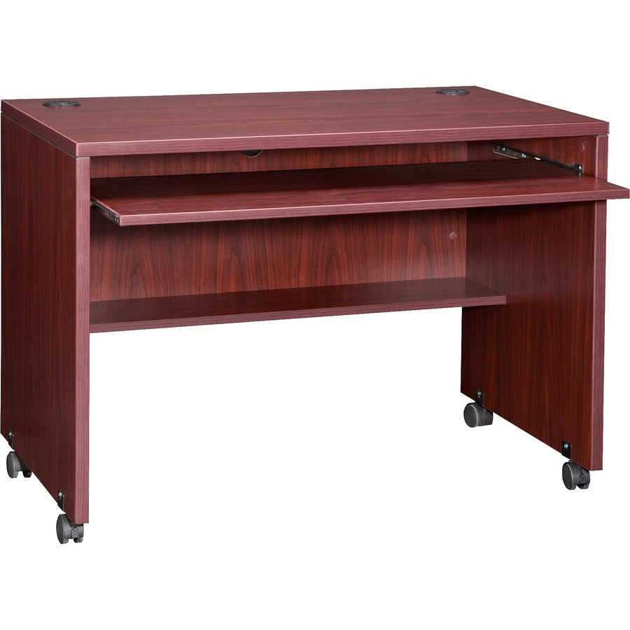 Lorell Essentials Computer Workstation - 1 Shelf(ves) - 29.50" Height x 41.38" Width x 23.63" Depth - Assembly Required - Mahogany - 1 Each