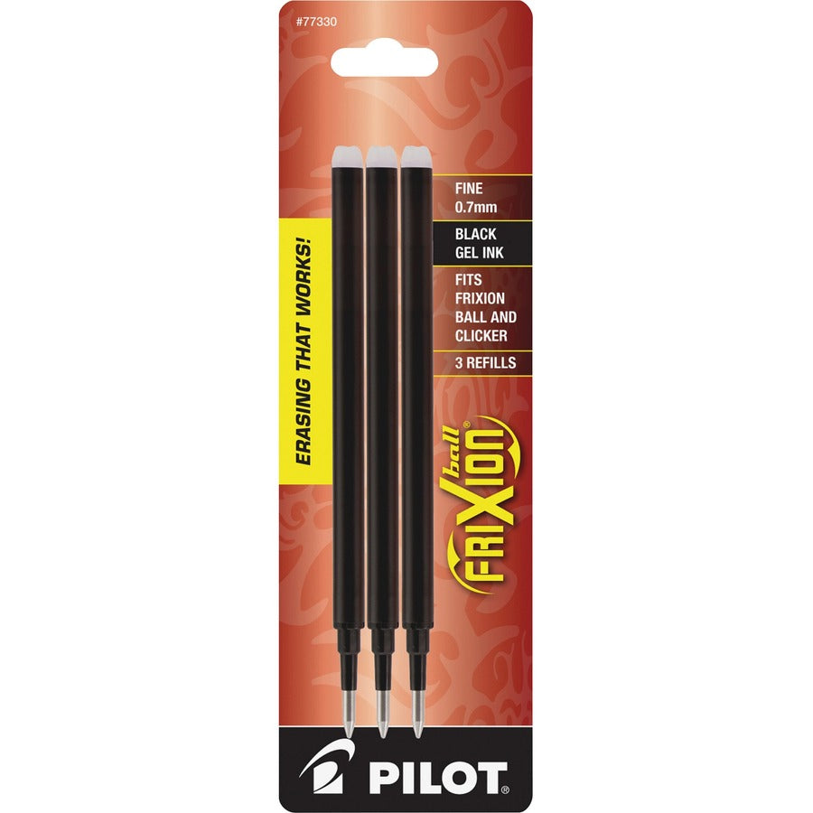 Pilot Erasable Gel Ink Pen Refills - 0.70 mm , Fine Point - Black Ink - Erasable - 3 / Pack