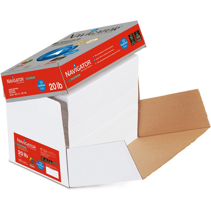 Navigator Platinum Superior Productivity Multipurpose Paper - Silky Touch - White - 99 Brightness - 93% Opacity - Letter - 8 1/2" x 11" - 20 lb Basis Weight - Smooth - Chlorine-free, Jam-free - White - 250 / Carton