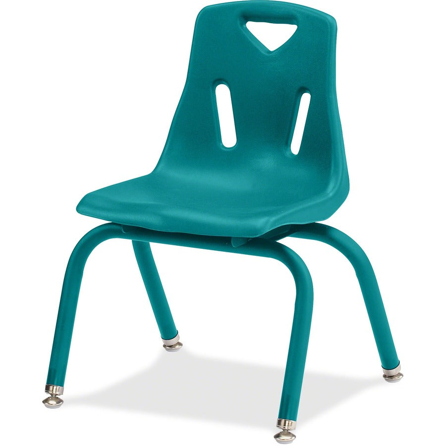 Jonti-Craft Berries Plastic Chair with Powder Coated Legs - Steel Frame Material - Four-legged Base - Teal - Polypropylene - 1 Each