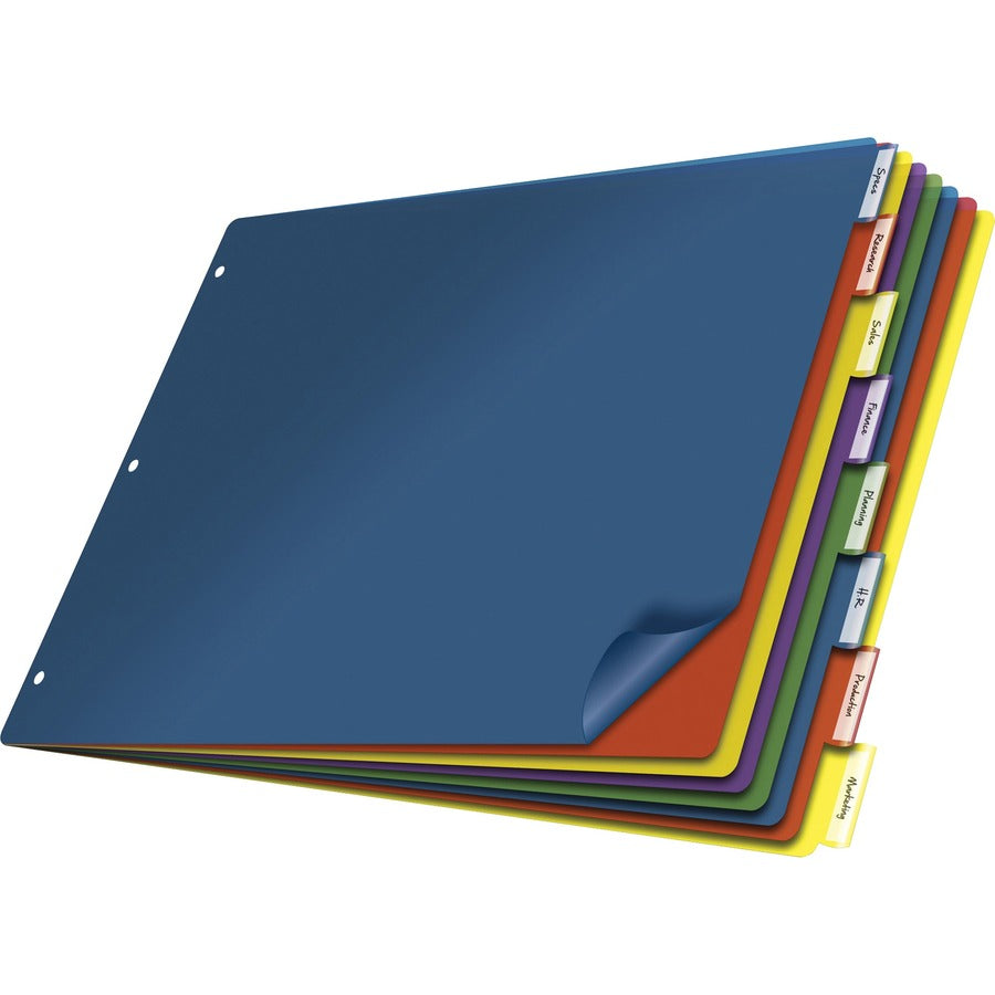 Cardinal®, 11x17 Poly Insertable Dividers - 8 Tab(s) - 8 Tab(s)/Set - 11" Divider Width x 17" Divider Length - Clear Poly Divider - Multicolor Tab(s) - Scratch Resistant - 1 Each