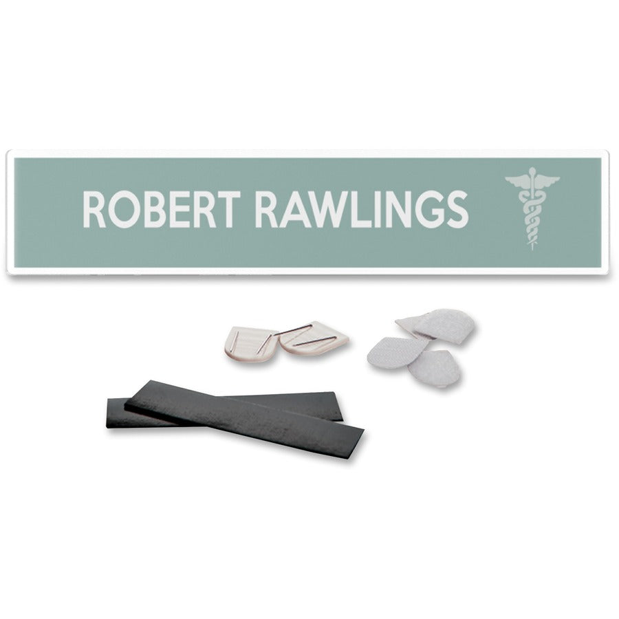 Deflecto Cubicle Nameplate Sign Holder - 8.5" Width x 2" Height - Rectangular Shape - Wall Mountable - Insertable, Magnetic - Plastic - Clear, Clear - 1 Each