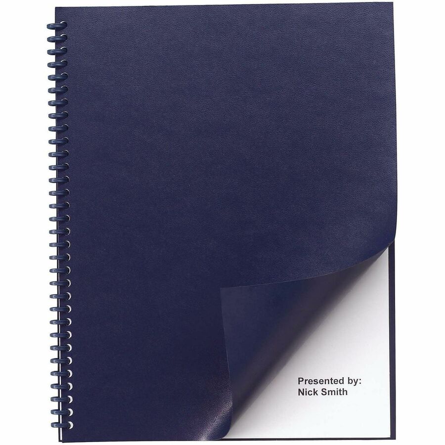 GBC Binding Presentation Covers - 11.3" Height x 8.8" Width - For Letter 8 1/2" x 11" Sheet - Square - Navy - Faux Leather - 1 Box