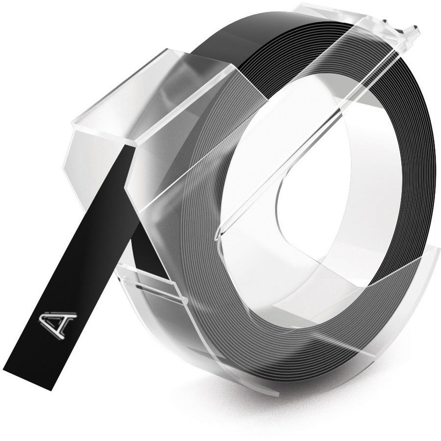 Dymo LT Embossing Labels 3/8" - 3/8" Width x 12 ft Length - Rectangle - Glossy - Black - 1 Roll