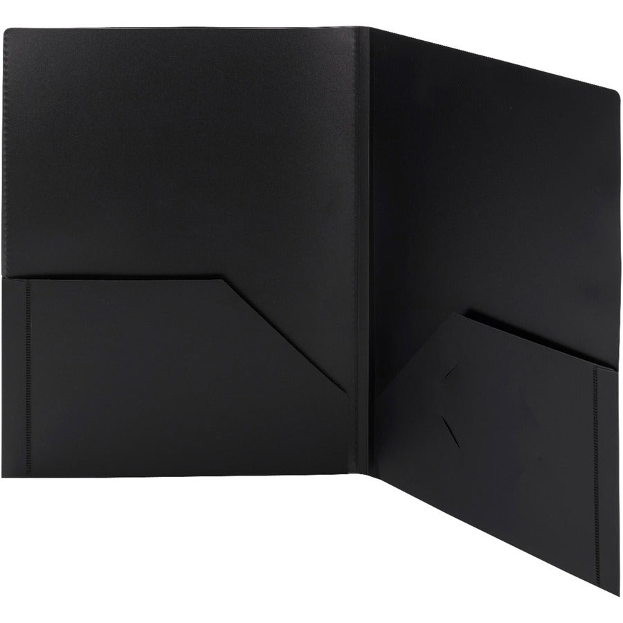 Smead Letter Pocket Folder - 8 1/2" x 11" - 50 Sheets Capacity - 2 Pocket - Polypropylene - Black - Acid-free - 5 / Pack