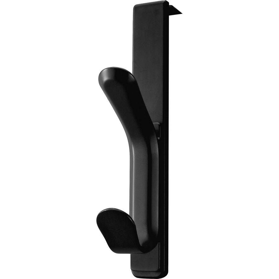 Lorell Over-the-panel Double Coat Hook - Double Hook - for Coat, Garment - Plastic - Black - 1 Each