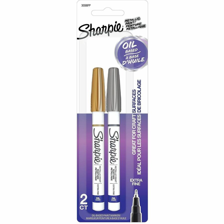 Sharpie Oil-Based Paint Marker - Extra Fine Point - Gold, Silver Ink - Oil Based - 2 / Pack