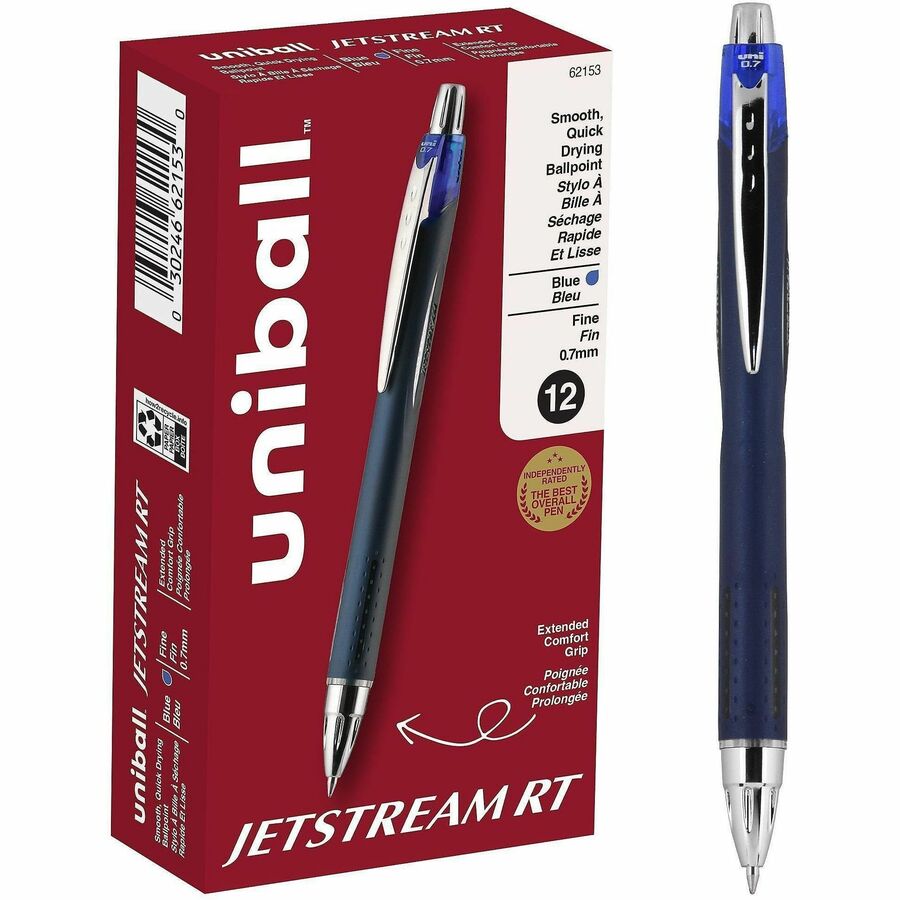uniball™, Jetstream RT Ballpoint Pen - Retractable - Blue Ink - Pigment-based - 12 / Dozen