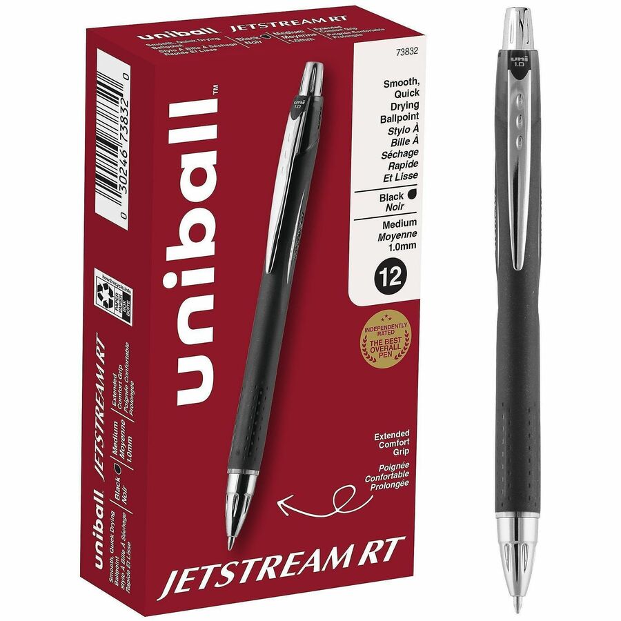 uniball™, Jetstream RT Ballpoint Pen - Retractable - Black Ink - Pigment-based - 12 / Dozen
