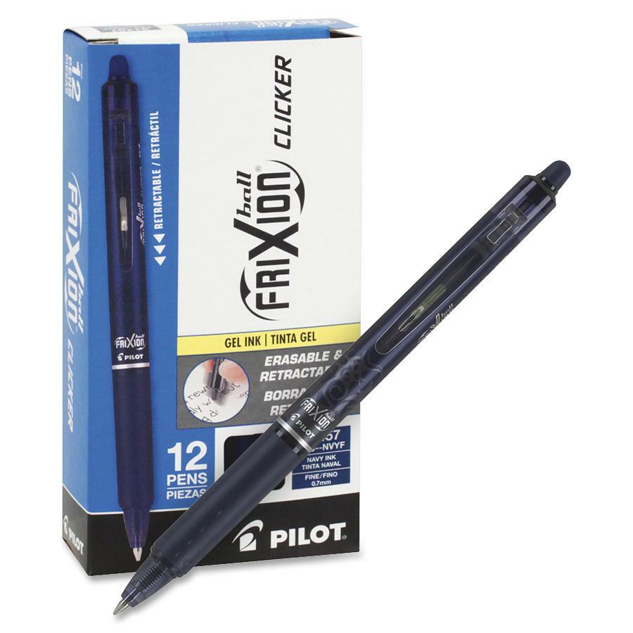 FriXion Gel Pens - Refillable - Retractable - Erasable - Navy Blue Ink - Gel-based - Navy Blue Barrel - Document, Writing - 12 / Dozen