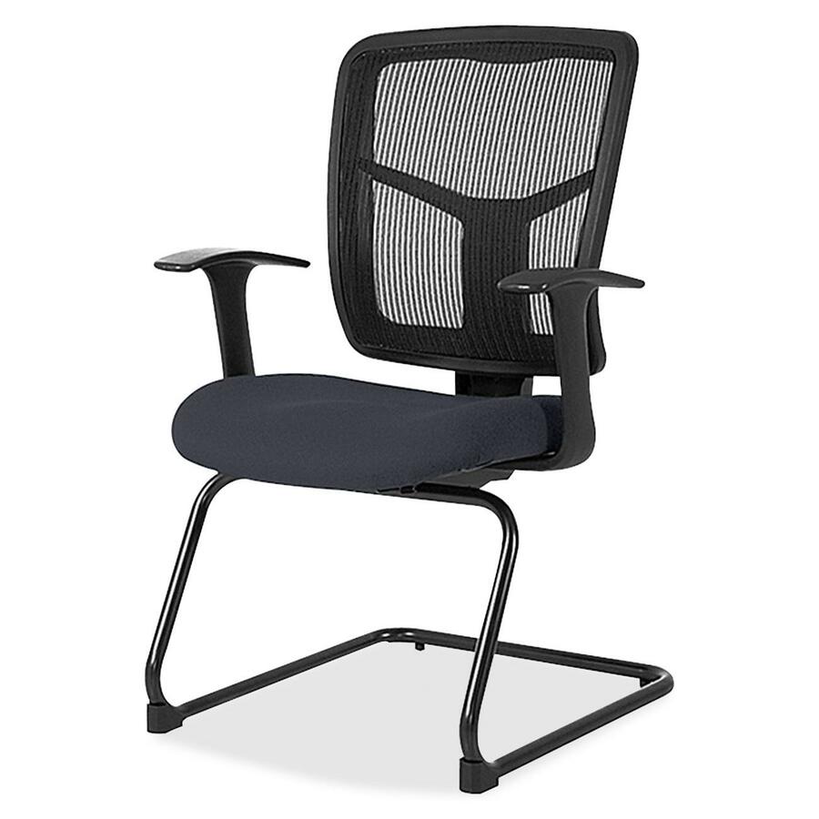 Lorell ErgoMesh Series Mesh Back Guest Chair with Arms - Fuse Azurean Seat Color - Mesh, Fabric Seat Material - Black Back Color - Mesh Back Material - Cantilever Base - Black - 1 Each
