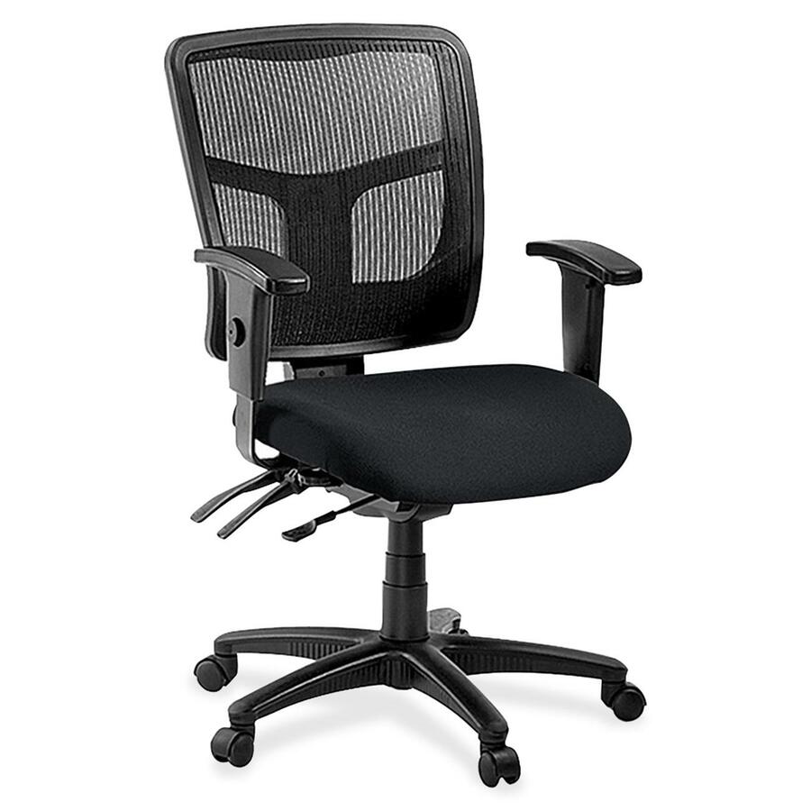 Lorell ErgoMesh Series Managerial Mesh Mid-Back Chair - Insight Ebony Seat Color - Fabric Seat Material - Black Back Color - Black Frame Color - 5-star Base - Black - 1 Each