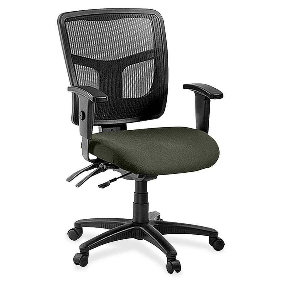 Lorell ErgoMesh Series Managerial Mesh Mid-Back Chair - Perfection Olive Green Seat Color - Fabric Seat Material - Black Back Color - Black Frame Color - 5-star Base - Black - 1 Each