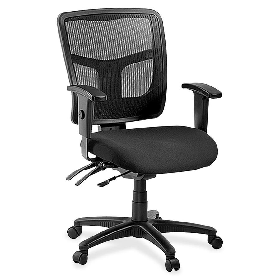 Lorell ErgoMesh Series Managerial Mesh Mid-Back Chair - Expo Tuxedo Seat Color - Fabric Seat Material - Black Back Color - Black Frame Color - 5-star Base - Black - 1 Each