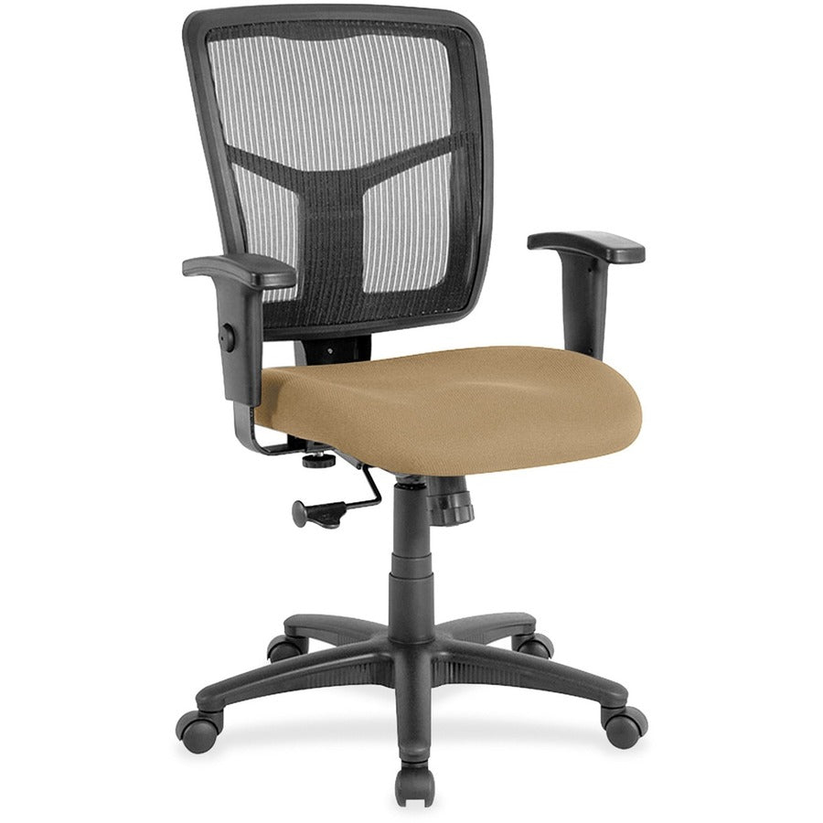 Lorell Ergomesh Managerial Mesh Mid-back Chair - Perfection Beige Seat Color - Fabric Seat Material - Black Back Color - Black Frame Color - 5-star Base - 1 Each