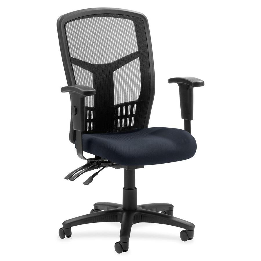 Lorell Executive High-back Mesh Chair - Perfection Navy Seat Color - Mesh Fabric Seat Material - Black Back Color - Black Frame Color - 5-star Base - Black - 1 Each
