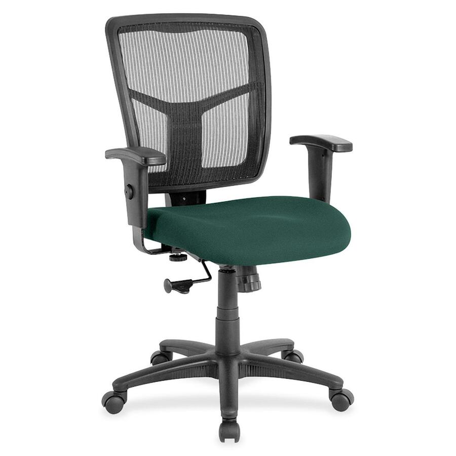 Lorell Ergomesh Managerial Mesh Mid-back Chair - Forte Chive Seat Color - Fabric Seat Material - Black Back Color - Black Frame Color - 5-star Base - 1 Each