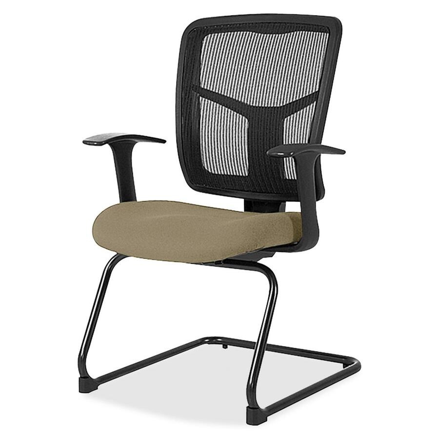 Lorell ErgoMesh Series Mesh Back Guest Chair with Arms - Expo Latte Seat Color - Mesh, Fabric Seat Material - Black Back Color - Mesh Back Material - Cantilever Base - Black - 1 Each
