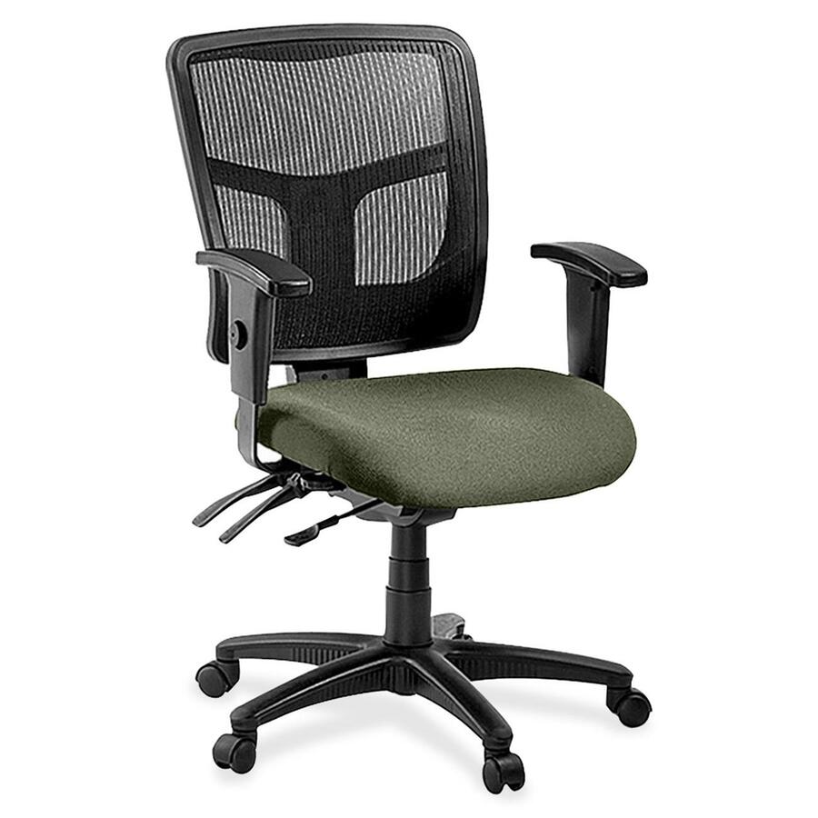 Lorell ErgoMesh Series Managerial Mesh Mid-Back Chair - Shire Sage Seat Color - Fabric Seat Material - Black Back Color - Black Frame Color - 5-star Base - Black - 1 Each