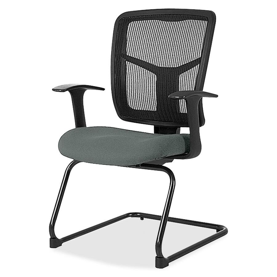 Lorell ErgoMesh Series Mesh Back Guest Chair with Arms - Expo Fog Seat Color - Mesh, Fabric Seat Material - Black Back Color - Mesh Back Material - Cantilever Base - Black - 1 Each