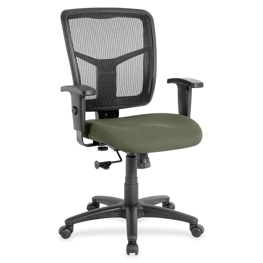 Lorell Ergomesh Managerial Mesh Mid-back Chair - Shire Sage Seat Color - Fabric Seat Material - Black Back Color - Black Frame Color - 5-star Base - 1 Each