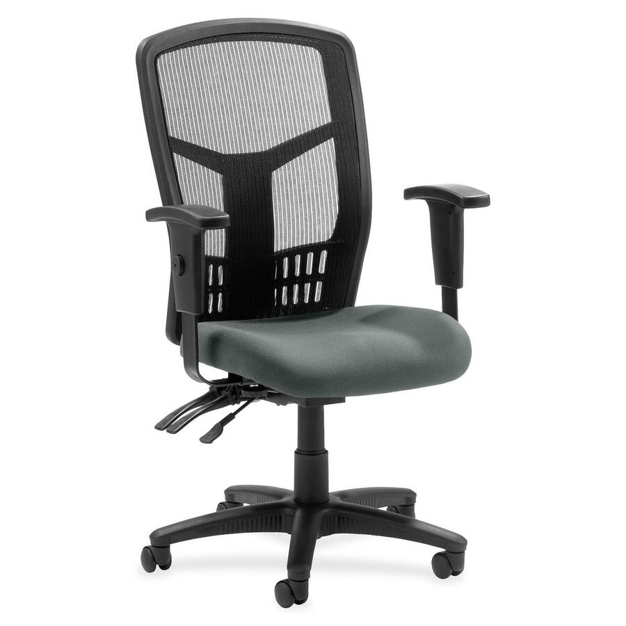 Lorell Executive High-back Mesh Chair - Expo Fog Seat Color - Mesh Fabric Seat Material - Black Back Color - Black Frame Color - 5-star Base - Black - 1 Each
