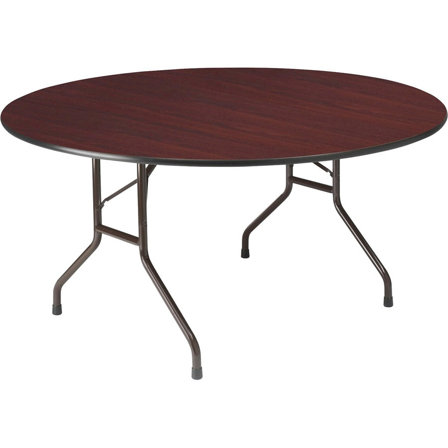 Iceberg Premium Wood Laminate Folding Table - Mahogany Round, Melamine Top - Traditional Style - 500 lb Capacity - 0.75" Table Top Thickness x 60" Table Top Diameter - Multipurpose - Steel, Wood - 1 Each